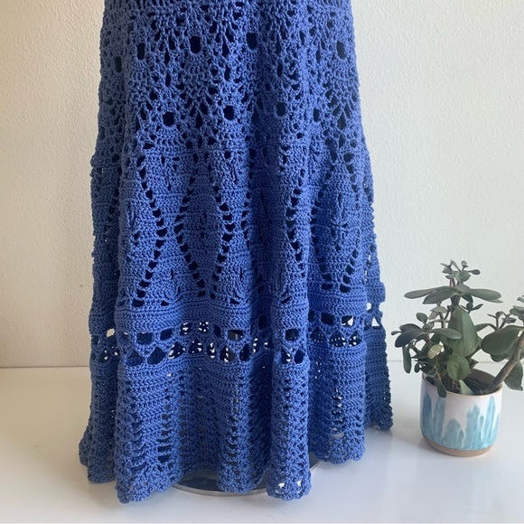 Crocheted handmade Dress, blue‎ size medium/large. - Picture 5 of 12